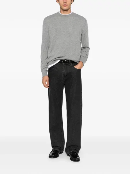 Lung pulover Zegna cu decolteu rotund gri
