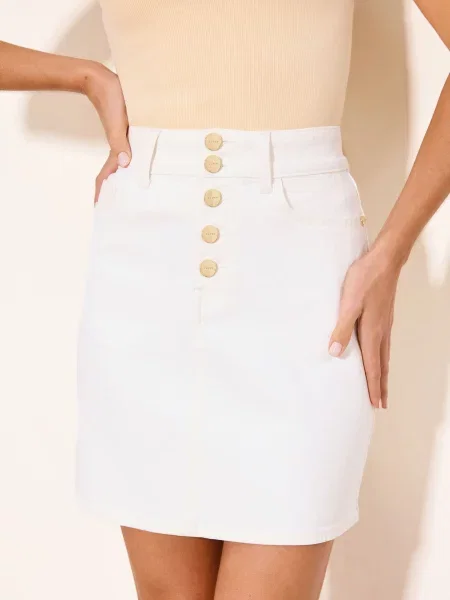 Lipsy Fustă denim alb
