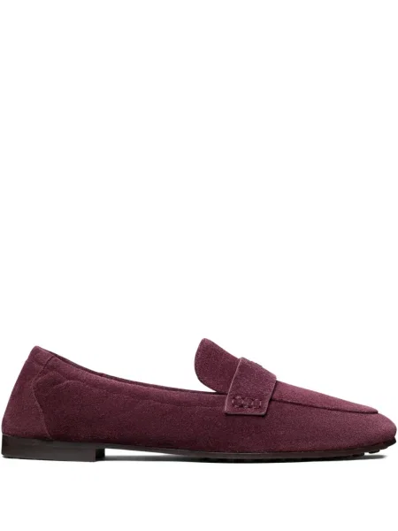 Pantofi loafer Tory Burch din piele de căprioară roșu
