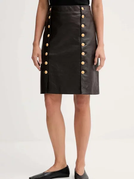 Bally fustă de piele mini evazați maro