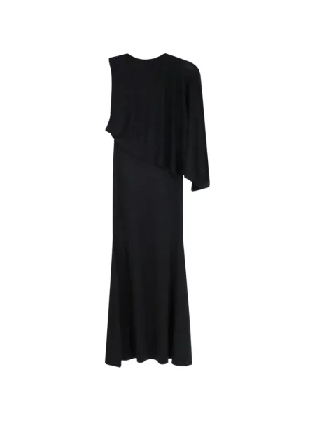 Rochie maxi Self-portrait asimetrică drapată negru