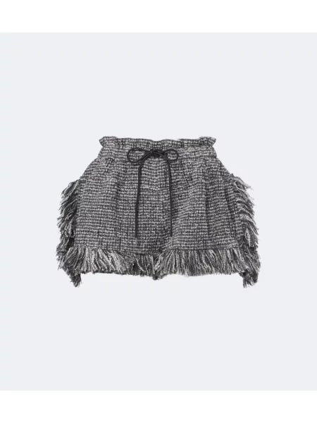 Pantaloni scurți Sacai cu franjuri de lână gri