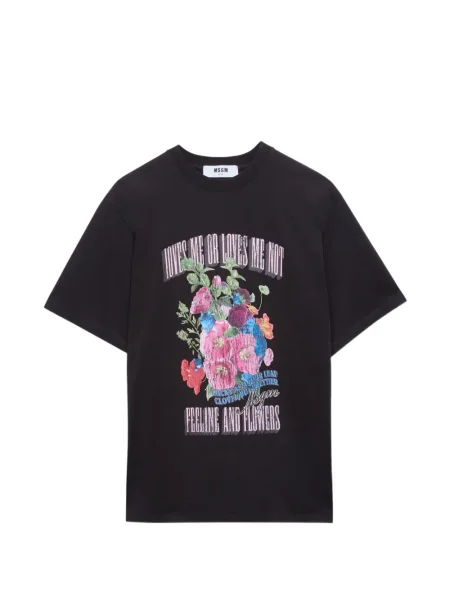 Tricou Msgm cu model floral cu imagine negru
