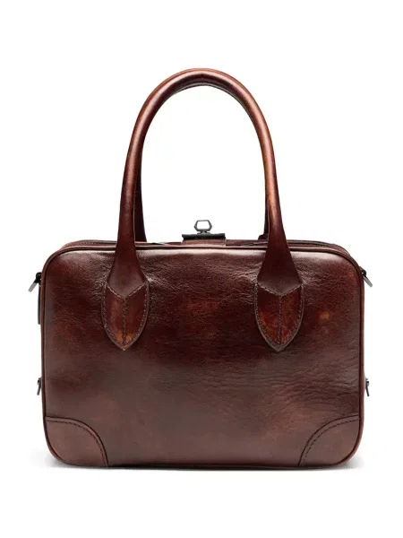 Geantă Golden Goose din piele cu model floral maro