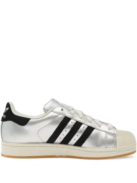 Sneakerși Adidas Superstar cu șireturi din dantelă cu dungi negru