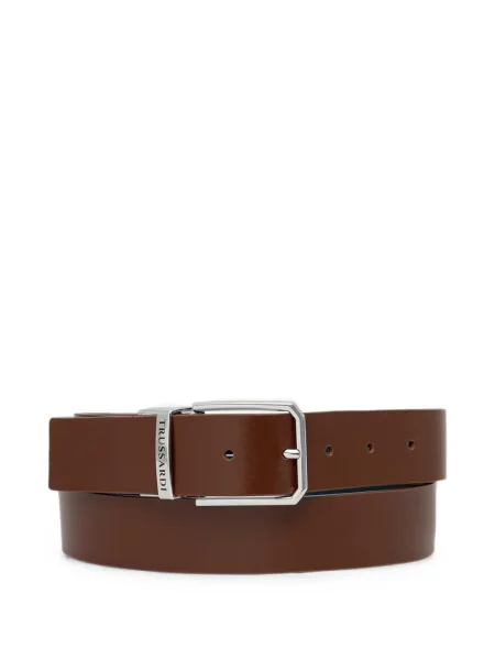 Reversibil curea Trussardi cu autograf maro