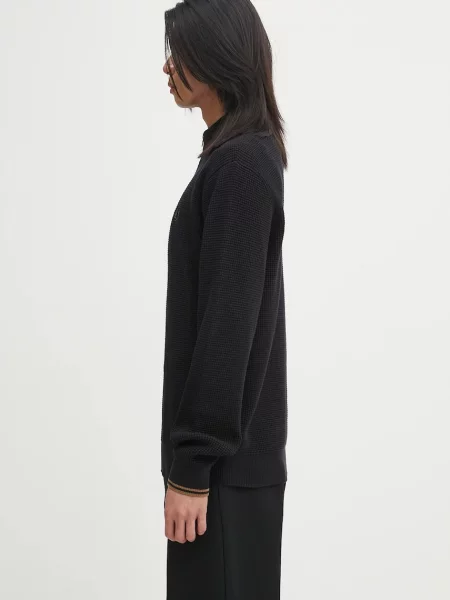 Fred Perry Sweter Typu Troyer schwarz czarny