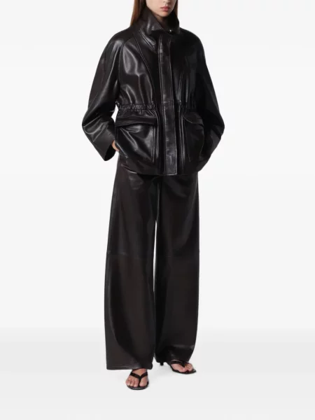 Pantaloni Nour Hammour din piele maro