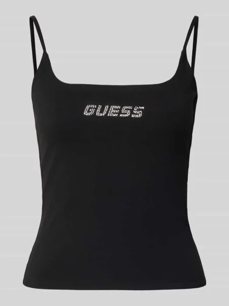 Top Guess Activewear na ramiączkach z autografem czarny