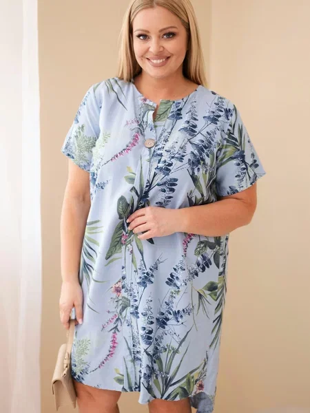 Sukienka Kesi Włoski z krótkim rękawem niebieska