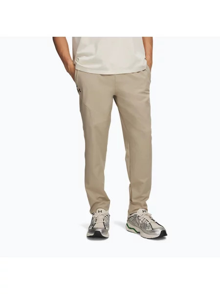 Pantaloni de antrenament pentru bărbați Under Armour Unstoppable Tapered Pants city khaki/black negru