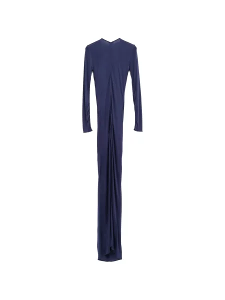 Rochie maxi Atlein cu decolteu în V drapată de costum albastru