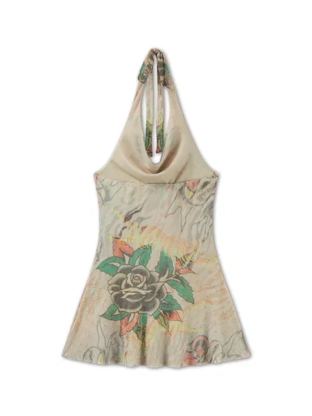 Ed Hardy Rochie de vară Tiger ecru / galben deschis / verde jad / deschis roșu