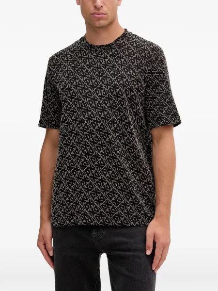 Tricou Armani Exchange cu imagine cu imprimeu geometric negru