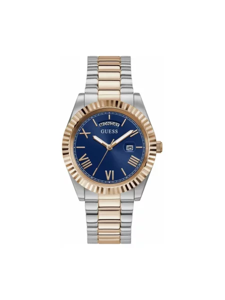 Lniany zegarek Guess niebieski