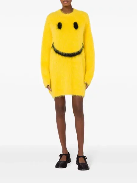 Vlněné oblekové šaty Moschino žluté