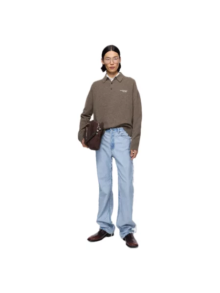 Koszulka polo Acne Studios brązowa
