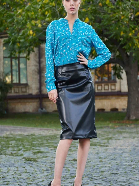 Спідниця міді LadyLike штучна шкіра чорний