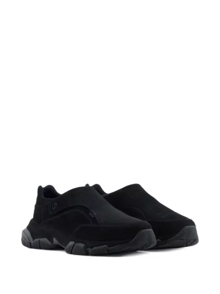 Sneakerși Giorgio Armani din piele de căprioară slip-on negru