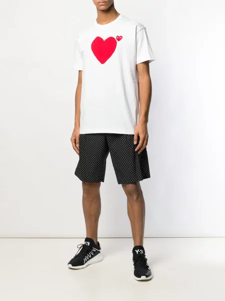 Marškinėliai Comme Des Garçons Play su širdelėmis balta