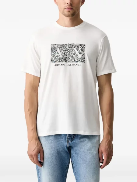 Scurt tricou Armani Exchange cu imagine alb