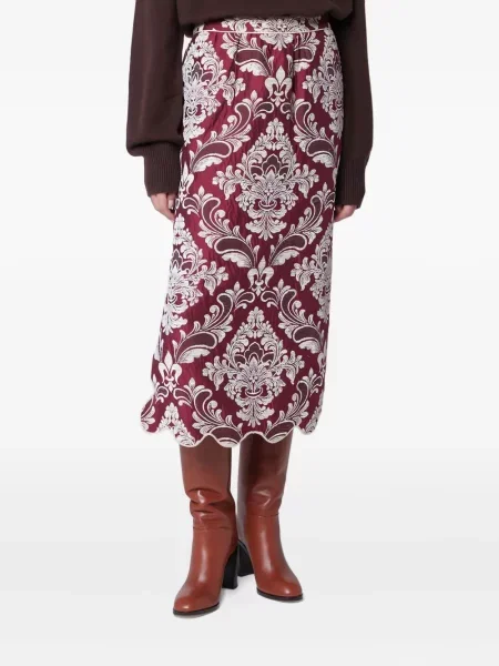Fustă midi Farm Rio din jacard până la genunchi roșu