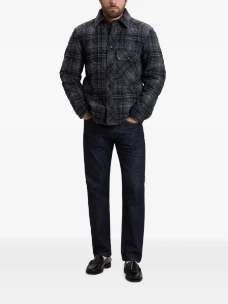 Карирано ватиран яке тип риза Woolrich сиво