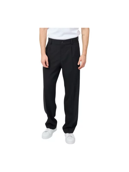 Spodnie garniturowe o kroju regular fit z kantami model Hugo Boss czarne