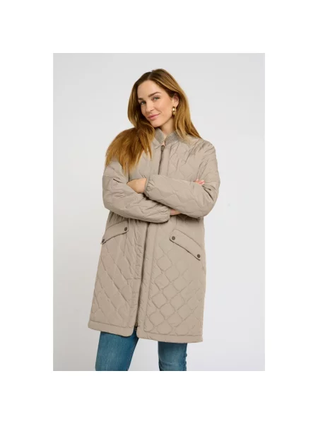 Pikowana kurtka puchowa Cream norki beżowa