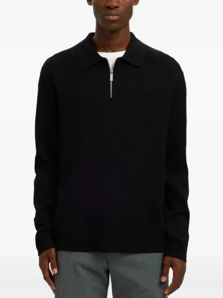 Tricou polo Selected tricotate negru
