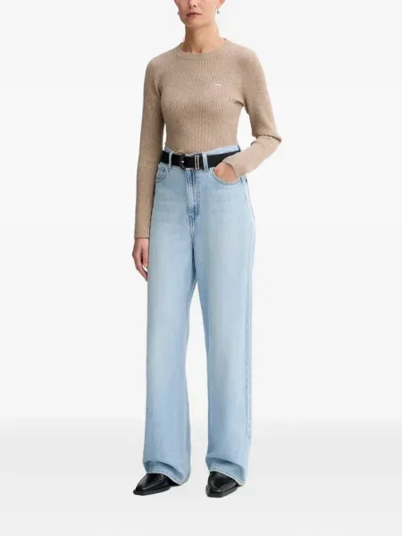 Pulover Levi's® skinny fit cu imagine cu decolteu rotund galben