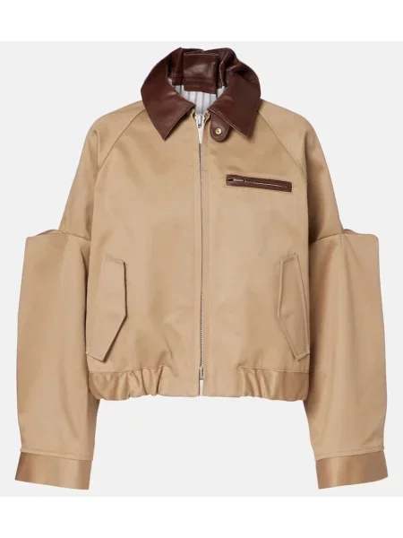 Geanta de piele Sacai bej