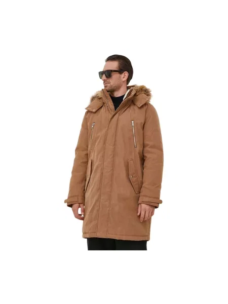Lniana parka Michael Kors brązowa