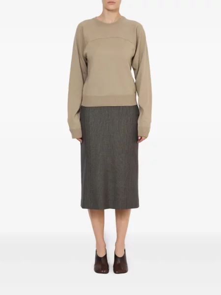 Top Mm6 Maison Margiela cu decolteu rotund lung maro