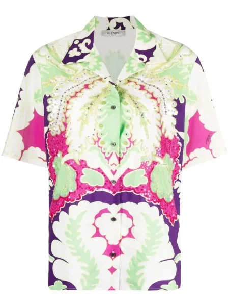 Cămașă Valentino Garavani cu model floral cu imagine verde