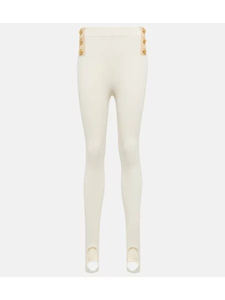 Leggings Balmain cu talie înaltă alb