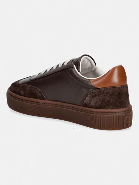 Furla Allegra Lace-Up sneakersy skórzane brązowe