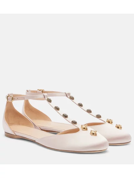 Balerini Chloé din satin bej