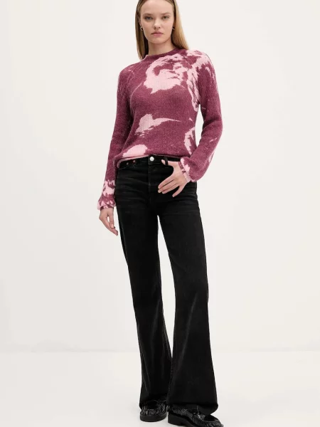 Светр з вовною Desigual HYDER легкий бордовий