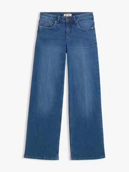Jeansy wide leg średni stan z bawełny organicznej niebieskie