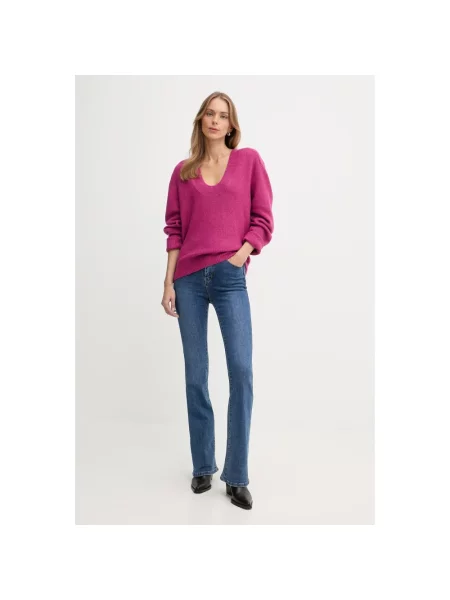 Sweter Benetton wełniany fioletowy