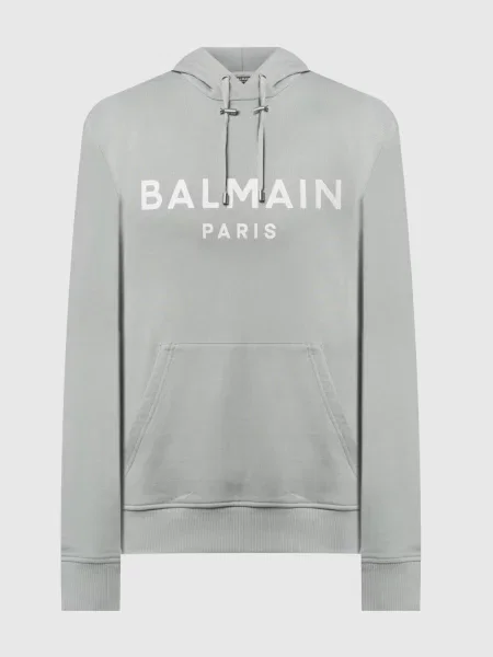 Худі з принтом логотипа Balmain сіре