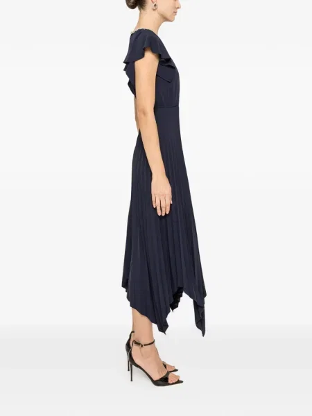 Rochie Nissa plisată de cristal de costum albastru