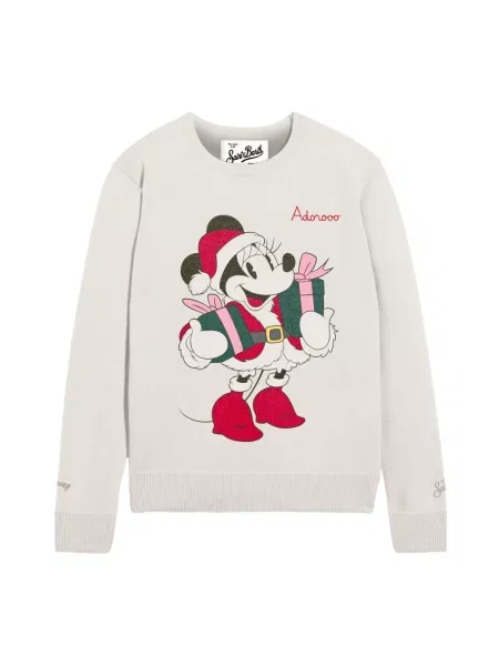 Sweter Mc2 Saint Barth wełniany z nadrukiem biały