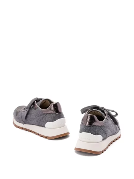 Sneakerși Brunello Cucinelli cu șireturi din dantelă gri
