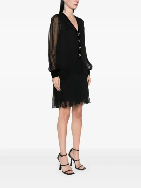 Rochie mini Nissa de mătase de costum negru