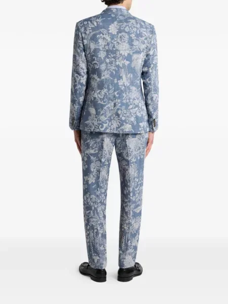 Geacă Etro cu model floral din jacard albastru