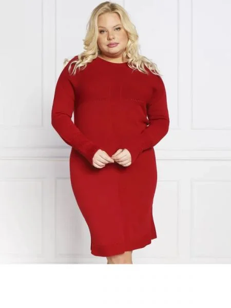 Persona by Marina Rinaldi Rochie GENESI plus size cu adaos de lână roșu