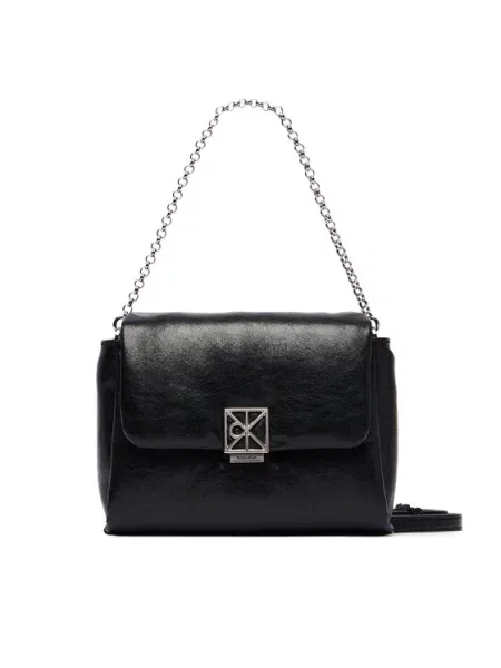 Geantă Calvin Klein Emblem Hw Padded Crossbody negru