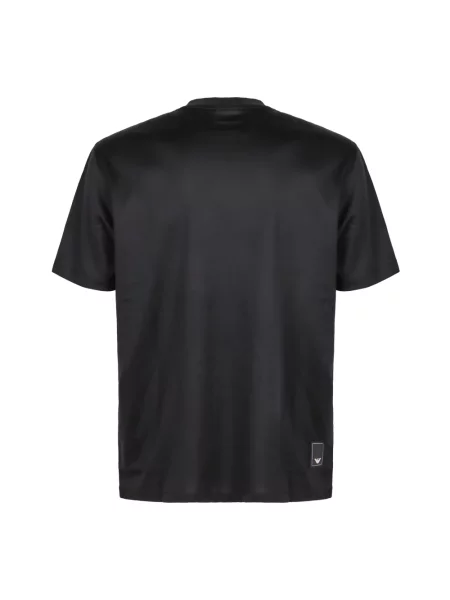 Koszulka Emporio Armani z okrągłym dekoltem żakardowa niebieska